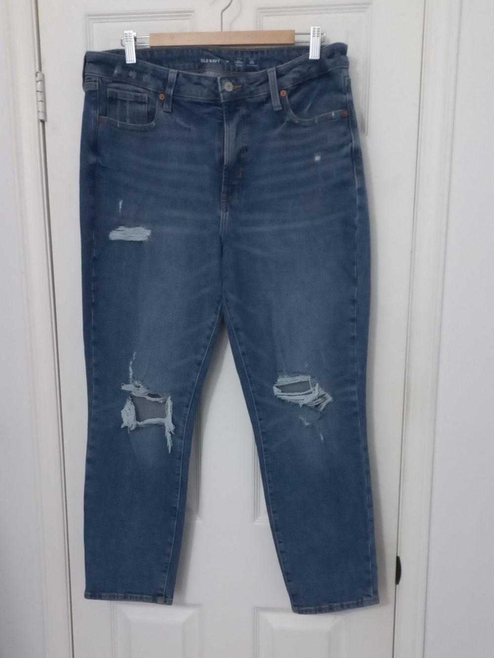 Old Navy Womens High-Rise O.G. Straight Leg Distressed Women’s Jeans — Blue